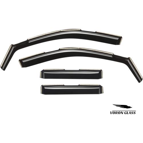 Voron Glass in-Channel Extra Durable Rain Guards for Trucks Chevrolet (Chevy) Silverado/GMC Sierra 1500 2019-2026 Double Cab, Window Deflectors, Vent Window Visors, 4 Pieces - 230091