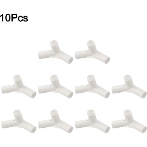 Tent Pole Connector 3-Way Tee Joint Camping Canopy Frame Fittings Fixed Joints Connector White Plastic Support Brackets For Outdoor Tent Shelter Structure I.D 16mm 5 Pack(135 degrees tee)