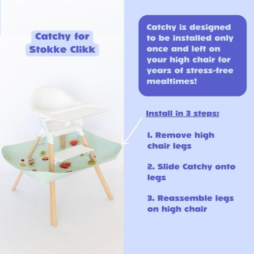 CATCHY -Food Catcher-Compatible with Stokke Clikk High Chair  11 Other High Chairs-Highchair Sold Separately-Baby & Toddler Food & Mess Catcher-Premium Linen Inspired -Under High Chair Accessory