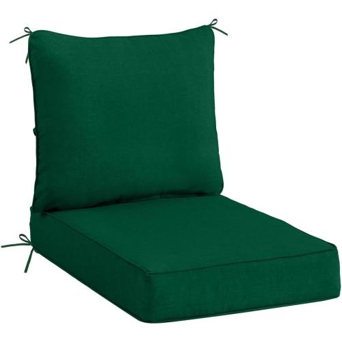 Sundale Outdoor Olefin Deep Seat Cushion, Patio Chair Cushion and Pillow, Water-Resistant Sectional Sofa Pad with Straps Dark Green, 24 x 24 x 4 Inches