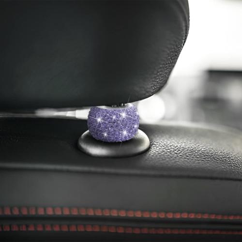 BELOMI 4 Pack Car Headrest Collars, Bling Car Head Rest Collars Rings Decor, Rhinestone Car Head Rest Collars, Diamond Interior Car Seat Accessory (Purple)