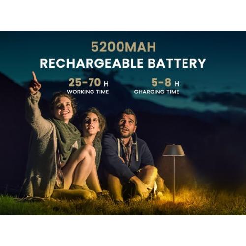 LOFTEK Cordless Table Lamps, Rechargeable Table Lamp, Up to 55 Hrs Ultra-Long Battery Life, Eye-Friendly, Touch Dimming, Portable Wireless Ambient Lighting (Pure Black, 1pack)