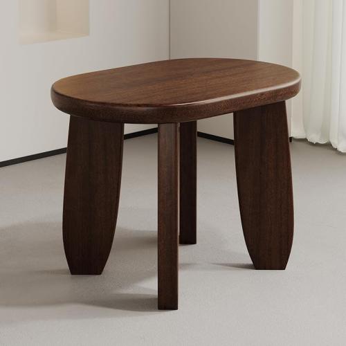 Size Small Color Brown Walnut Finish Solid Wood Stool High Non-Slip Outdoor Garden Plant Stool Clover Oval Pedestal for Living Room Balcony Kitchen