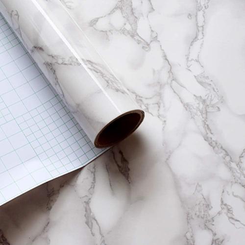LaCheery Large Size 160 x 36 Inch Grey White Marble Contact Paper for Countertops Waterproof Wallpaper Stick and Peel Marble Countertop Contact Paper for Kitchen Island Worktop Table Desk Decorative