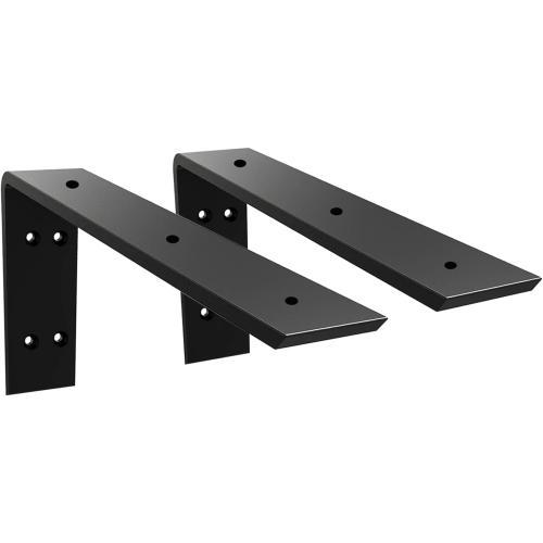 WINKER Countertop Support Bracket 2 Pack Heavy Duty 3/8 Thick Hidden L Shelf Bracket 20 x 8 x 2.5 Metal Corbels for Quartz/Granite/Wood/Concrete/Laminate Countertops, Black (7 Hole)