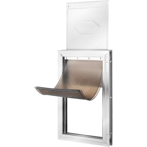 Happybuy Pet Door, 8.27 x 11.93 Aluminum Frame with Lock and Flap System, Weatherproof Doggy Door, Pet Door Suitable for Cat Doggie Kitties (White-Small)