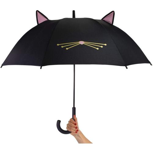 kate spade new york Large Lightweight Travel Umbrella, Black Cat