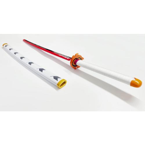 Demon Slayer Sword 41inch,with Display Stand and Belt, Rengoku Sword/Tanjiro Sword/Zenitsu Sword/Anime Original Texture,for Demon Slayer Cosplay and Collection,Various Styles Available