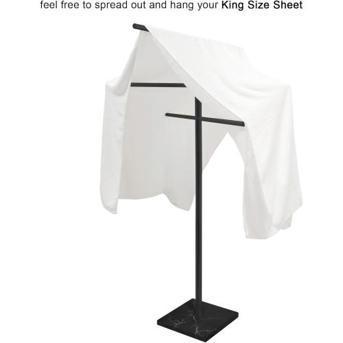 Eadot Marble Base Outdoor Standing Towel Rack for Swimming Pool, Hot Tub Or Spa, 304 Stainless Steel 6 Arms Standing Towel Sheet Holder Blanket Drying Rack Matte Black