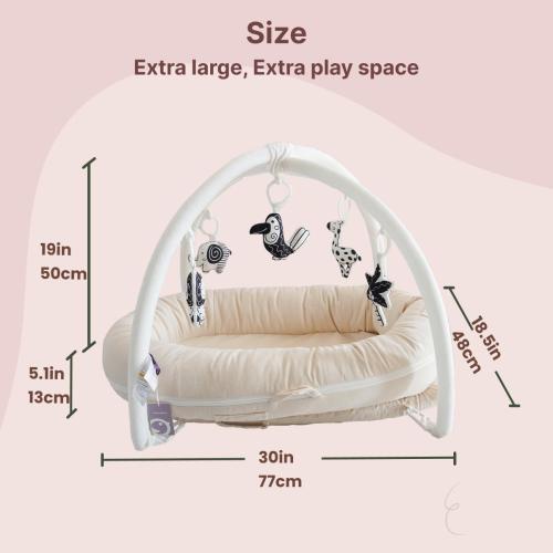 Deluxe Infant Lounger, Baby Nest Cover for Baby Girls & Boys, Newborn Essentials for Baby 0-12 Months, 100% Cotton (CreamyWhite   Play Arch)