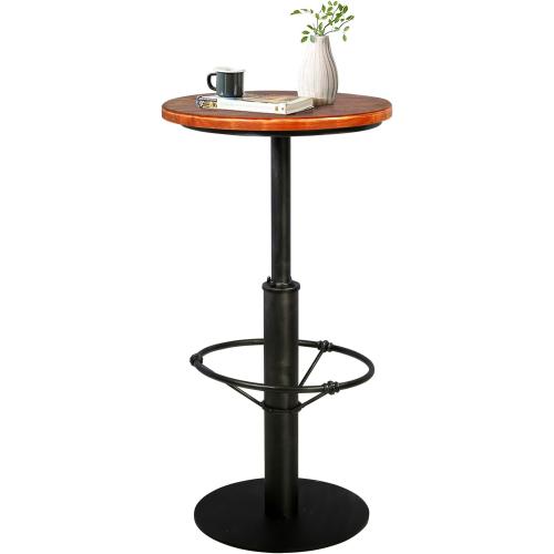42inch Industrial Style Farmhouse Bar Table, Round Wooden Top, Matte Black Metal Base