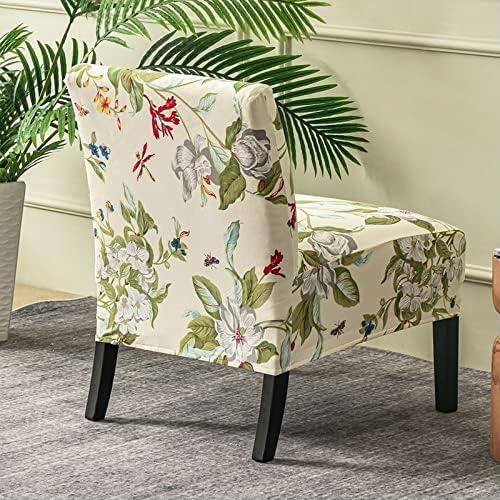 Velvet Armless Accent Chair Covers Black Extra Large Stretch Accent Slipper Chair Slipcover Non-Slip Sofa Covers Removable Chair Furniture Protecto Cover for Living Room Hotel