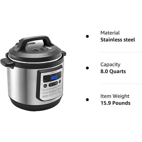 Insignia- 8-Quart Multi-Function Pressure Cooker - Stainless Steel