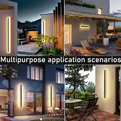 2 Pack 31.5INCH Long Outdoor LED Wall Lights,24W Waterproof IP65 Warm White led Wall Light Rectangular Black Wall Light,led Porch Lights Outdoor Wall Elegant Frosted White Acrylic Anti Rust