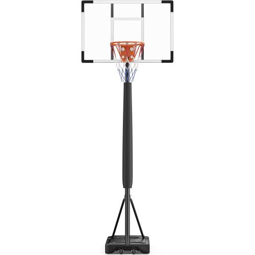 Basketball Hoop Outdoor Basketball Goal Portable Adjustable for Adults, Youth in Backyard, Driveway, Indoor, 44 Inch Pc Shatterproof Backboard, 2 Sand Bags and Portable Wheels