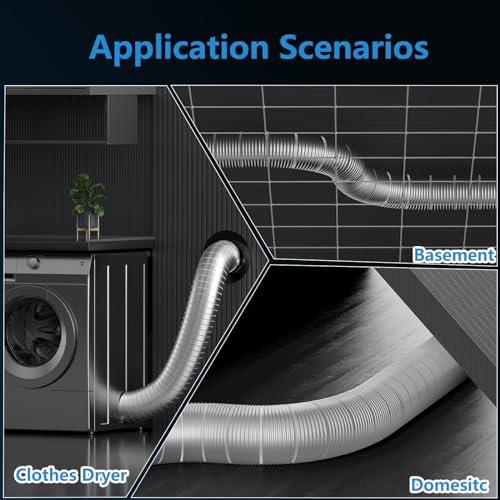 Hon&Guan 4 Inch Semi-Rigid Dryer Vent Hose for Improved Airflow, 5Feet