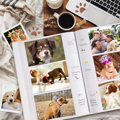 Cute Puppy Photo with Memo Writing Area Dogs Memory Book Keepsake for Dog Lovers Beige