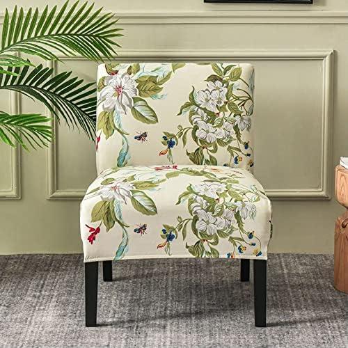 Velvet Armless Accent Chair Covers Black Extra Large Stretch Accent Slipper Chair Slipcover Non-Slip Sofa Covers Removable Chair Furniture Protecto Cover for Living Room Hotel