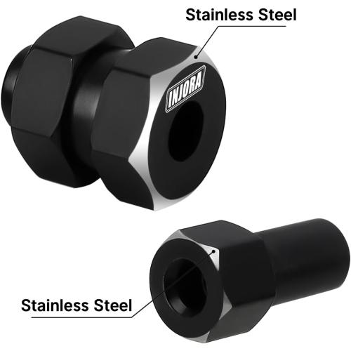 INJORA Black Stainless Steel Wheel Hex Hub  5mm Extenders for Axial SCX24 Upgrade 1/24 RC Crawler, 12g/Set