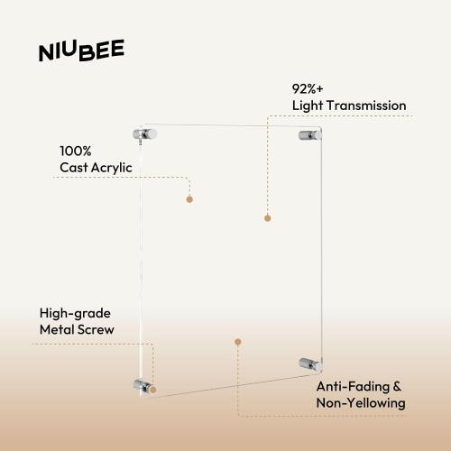NIUBEE Clear Acrylic Wall Mount Floating Frameless Picture Frame Up to 16x20 Photo for Poster Photography Frames-Double Panel(Full Frame is 18.5x22.5 inch)
