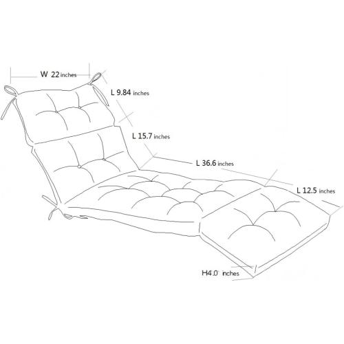Outdoor Chaise Lounge Cushion 74x22x4 Inch, Waterproof Weather Resistant Replacement Pad for Patio Pool Furniture, dark grey