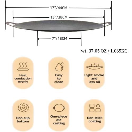 Grill pan,grill pan for indoor cooking,grill pans for stove tops,15 Round BBQ Griddle for Induction,Gas Stove, Electric Cooktop, Indoor or Outdoor Grilling.