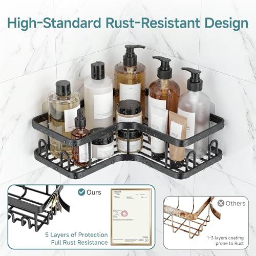 Veken Corner Shower Caddy 3-Pack, Advanced Rustproof Design&Stable Storage