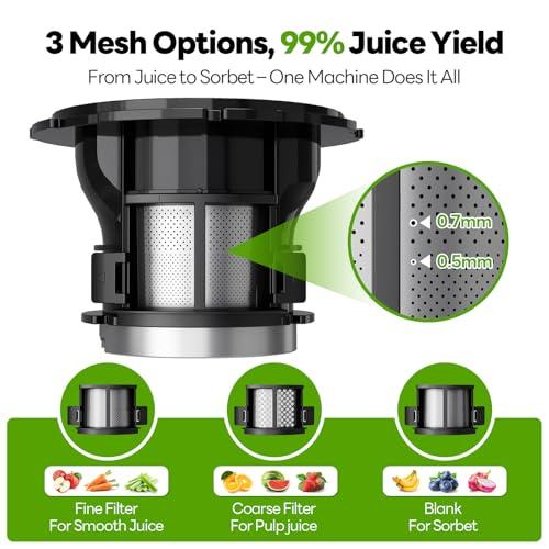 ECOSELF 3-in-1 Cold Press Juicer Machines, 6.0 Feed Chute, 100oz Capacity