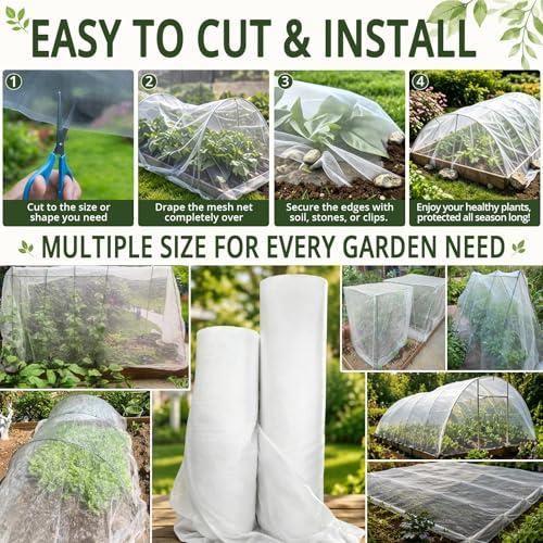 8Ft x 10FT Garden Netting, Fine Mesh Insect Netting for Plant Protection