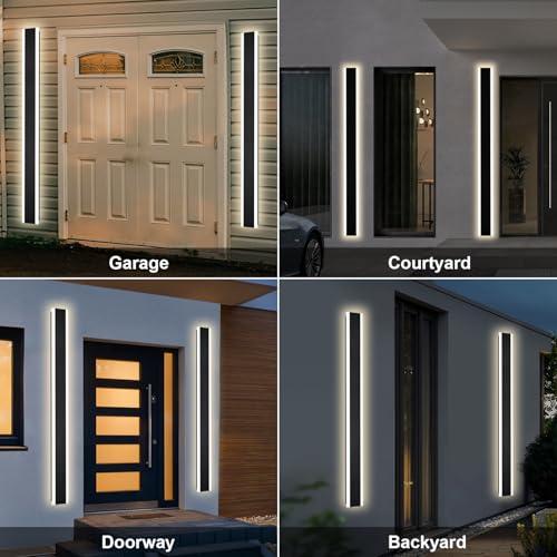 2 Pack Color Black Outdoor Wall Light,60 inch Long Outdoor Modern LED Wall Sconce, Waterproof IP65 LED Wall Mount Lighting Fixture for House Living Room Corridor Porch Patio Garage