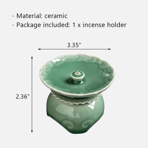 WAYUTO Celadon Incense Sticks Holder Chinese Style Incense Burner Handmade Incense Burner with Incense Ash Tray Auspicious Clouds Zen Decor Porcelain Three Legs Incense Holder for Medication Yoga