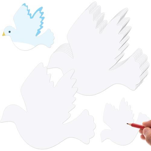 FOBSME 200 Pcs Peace Dove Paper Cutouts 3.94x3.78 Inch White Pigeon Cutouts Paper Bird Shape Die-Cuts Accents for Classroom Bulletin Board Home Window Wall Party Decorations School Crafts Projects