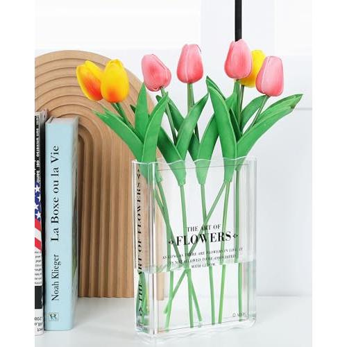 Book-Shaped Vase for Flowers, Book Lovers Gifts Cute Clear Flowers Vases
