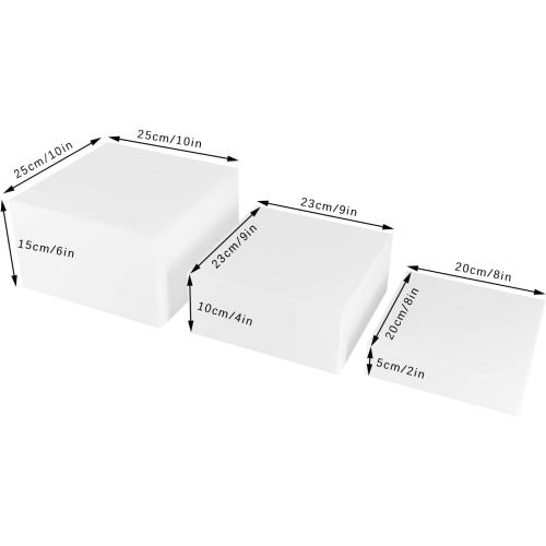 6PCS Clear Display Nesting Riser Stands, Display Stands with Hollow Bottoms with Load-bearing Capacity of 11.02 lbs (White)