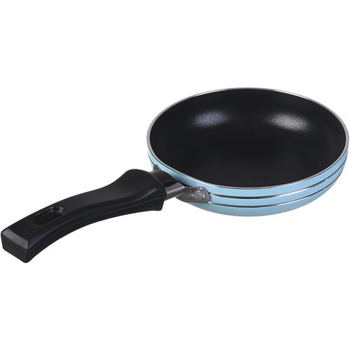 Zoofen 4.7 Frying Pan Mini Round Egg Skillet Single Egg Skillet Non Stick One Egg Fry Pan Breakfast Pan with Long Handle(Blue)