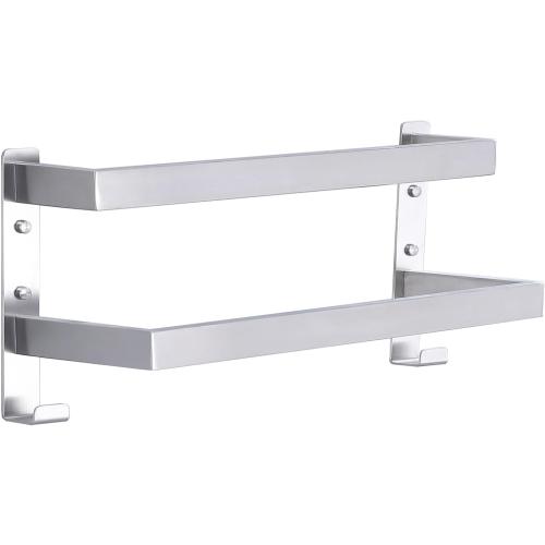 Double Towel Bar Towel Racks for Bathroom, Bath Towel Holders Wall Mount, Stainless Steel Towels Shelves Towel Rail, 2-Tiers (Brushed Nickel, 20 Inches)