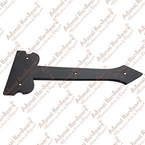 Adonai Hardware 8 Inch ''Agee'' Heavy Duty Antique Cast Strap False or Faux or Dummy Hinge Front (8 Pack, Matte Black) for Vintage Barn Doors, Gates, Furniture, Garage, Shutters and Fences