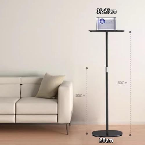 GRRICEPL Projector Floor Stand, Against Wall Hidden Stand, Height Adjustable, 360° Rotatable Ball Head for Home & Office & Outdoor(White/B,160 cm)