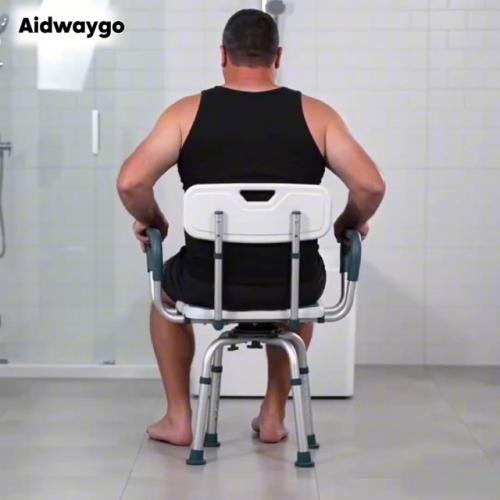 Swivel Shower Chair with Arms and Back, 350lbs Heavy Duty Shower Seat for Inside Shower Stall and Bathtub, Height Adjustable Safety Bath Seat for Elderly, Adults, Handicap and Disabled