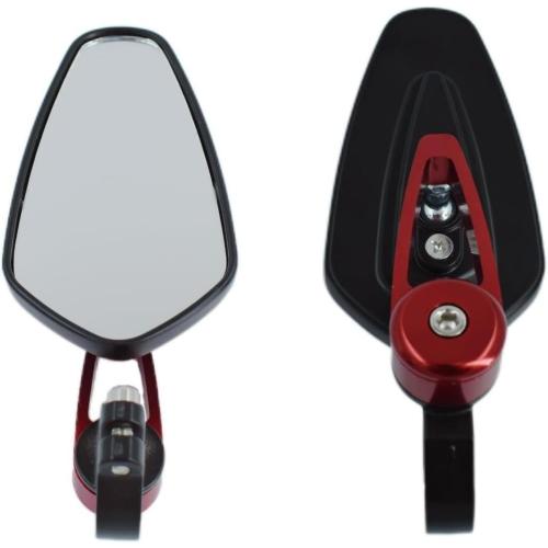 7/8 Motorcycle Mirrors,Bar End Rear View Mirrors Compatible with Honda Grom,Ducati, Suzuki,Yamaha, Kawasaki and More (RED)