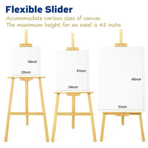 Wooden Easel Stand for Painting,  Adjustable Height Folding Art Easel for Canvas, Drawing, Wedding Signs & Posters, Ideal for Adults, Artists, Beginners, Students & Kids
