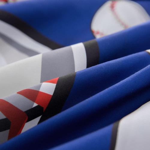 ADASMILE A & S Baseball Sheets Medium for Boys Kids Sports Sheet for Teens Baseball Bedding Set 3D Blue Ball Game Printed Bed Sheet with Pillowcase Soft Microfiber All Season Room Decor