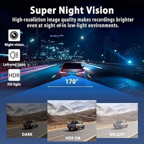 Completely Wireless Dash Cam Front and Rear No Wire, 4-Channel Full View Car Dashcam System, Rechargeable 360 1080p Dash Cam Video Recorder with Adjustable Lenses and Night Vision (Four Sides, 128)