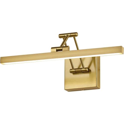 Hard-Wired Picture Light Dimmable LED Picture Lights for Paintings 15.7 Inch Brass Metal Body Wall Pictures with Adjustable Gold Swing Arm Art Display Lamps 7W 3000K Warm White Book Light