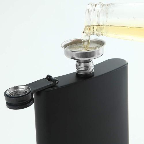 Hip Flask for Liquor Matte Black 8 Oz Stainless Steel Leakproof with Funnel, Great Gift Idea Flask