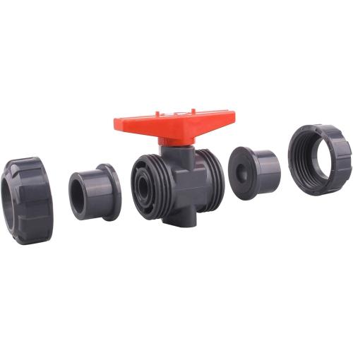 DERNORD PVC True Union Ball Valve with Full Port, EPDM O-Rings, and Reversible PTFE Seats,Rated at 200 PSI (1/2 inch Socket)