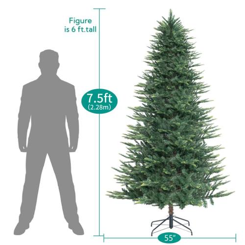 Naomi Home 7 5ft Nordic Christmas Tree with Lights Realistic Charming Christmas Tree Prelit with 1266 Branch Tips 700 Warm Lights and Metal Stand Aritificial