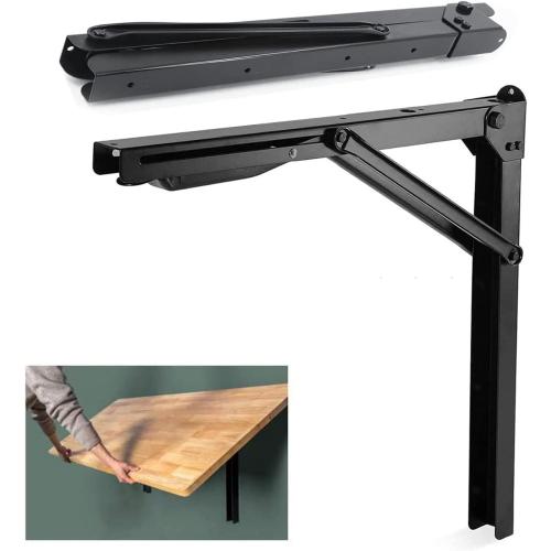 Wallmaster 24inch Folding Shelf Brackets Garage Heavy Duty Steel Max Load 500lb Floating Wall Mounted Collapsible Shelf Bracket Space Saving (Pack of 2, No Board)