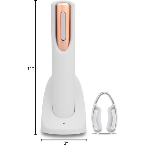 Rechargeable Electric Wine Bottle Opener - Charging Base and Foil Cutter Included with Automatic Wine Opener - Electric Corkscrew for Easy Cork Removal - Best Gift for Wine Lover (White & Rose Gold)
