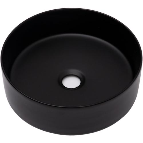 14x14 Round Bathroom Vessel Sink Black, Small Bathroom Sinks Modern Above Counter Ceramic Countertop Vessel Vanity Sink, Lavatory Vanity Art Basin, Countertop Bathroom Sink (missing piece)